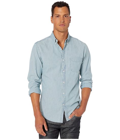 J Crew Slim Stretch Organic Cotton Chambray Shirt In Light Wash In Blue