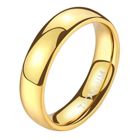 Mm Mm Mm Titanium Ring Men Women K Gold Plated Dome High Polished