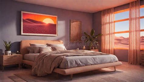 A Desert Inspired Bedroom With Neon Lights Resembling A Sunset Over The