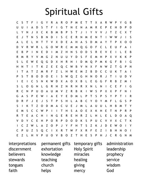 Spiritual Gifts Word Search Wordmint