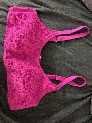 Women Ssmocked Bralette Bikini Top Wild Fable Black Xxs Teen Swimwear Stretchy Lined Fabric