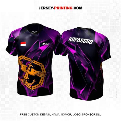 jersey kopassus tentara tni ad angkatan darat hitam ungu motif abstrak