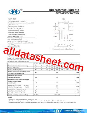 KBL608 Datasheet(PDF) - Guangdong Juxing Electronics Technology Co., Ltd.