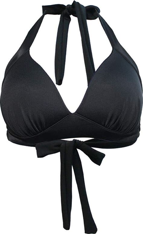 Viloree Women S Triangle Bikini Top Halter Neck Padded Non Wired Plus Size Black M Shopstyle