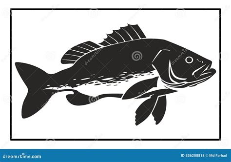 Black And White Barramundi Fish Silhouette Illustration Barramundi