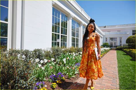 Full Sized Photo of halle bailey reads the little mermaid at the white ...