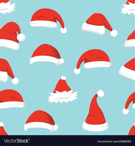 Santa hats background christmas seamless pattern Vector Image