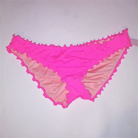 Victoria S Secret Swim Victoria Secret Swim Bikini Bottom Medium Ruffle Cheeky Solid Neon