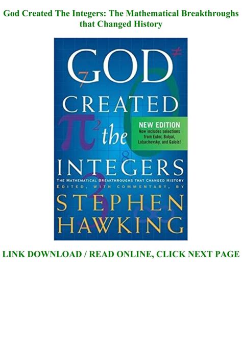 Read [PDF] Books God Created The Integers: The Mathematical