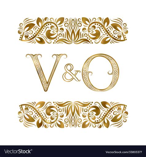 V And O Vintage Initials Logo Symbol Letters Vector Image