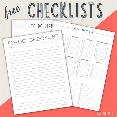 Free Printable Checklist Templates To Do Lists To Download ⋆ Love Our Real Life