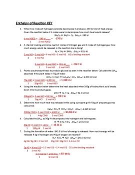 Enthalpy Stoichiometry Practice By Schrim S Chem Tpt