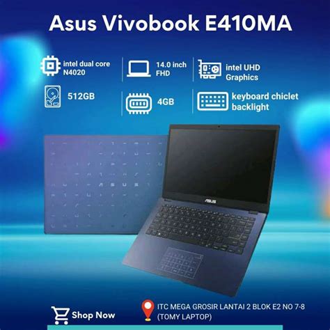 Jual Asus Vivobook E410ma Intel N4020 Ram 4gb Ssd 512gb Di Seller Tomy