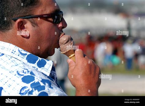 man eating ice cream stock photo alamy