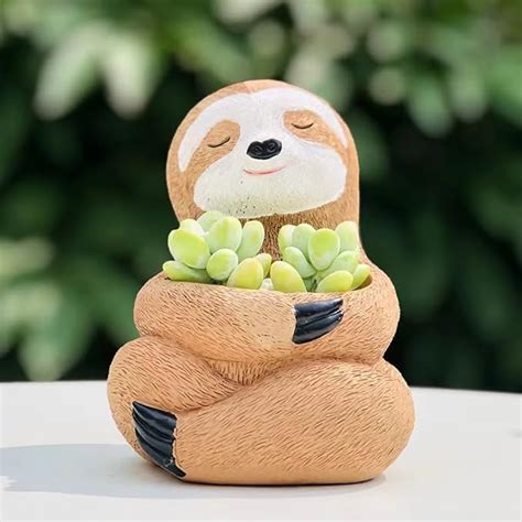 Amazon Jobgv Sloth Planter Pots Smiley Face Planter Hanging Resin