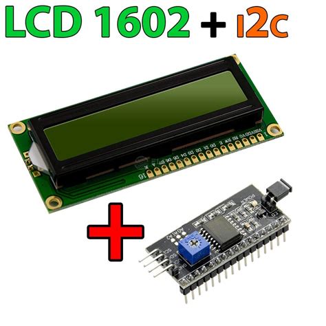 Display LCD1602 + i2c Modulo serie Verde Negro Pantalla HD44780 16x02 ...