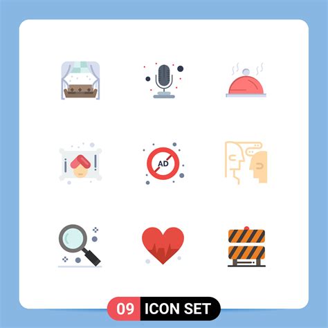 Set Of 9 Modern Ui Icons Symbols Signs For Block Ad Block Dish Ad Towel