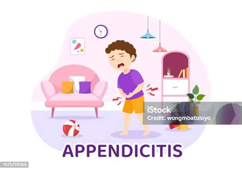 Apendicite Em Criança É Perigoso - Vetores de Ilustração De Apendicite Com Crianças Inflamação Do Apêndice ...