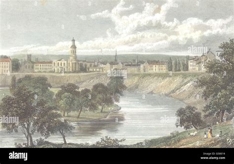 Lancashire Salford From The Crescent Hand Coloured Westall Print