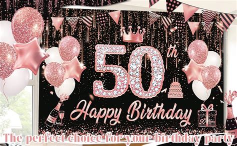 50th Birthday Decorationsrose Gold 50th Birthday Backdrop