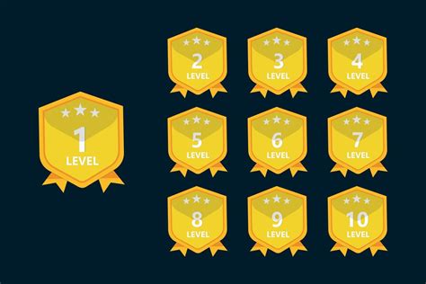 Game Level Up Gold Badges With Number For Game Ui Design 13339827