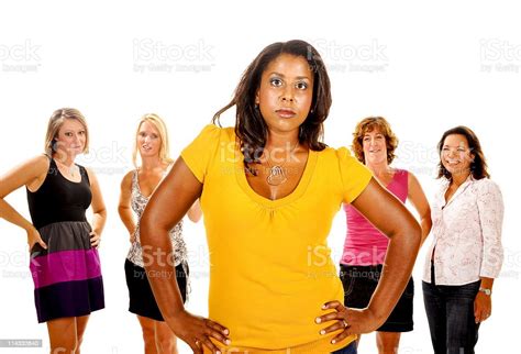 beautiful brown woman   crowd stock photo  image
