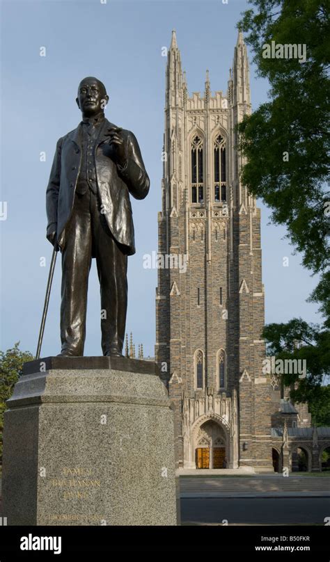 Statue Of James Buchanan Duke In Front Of Duke Chapel On Duke