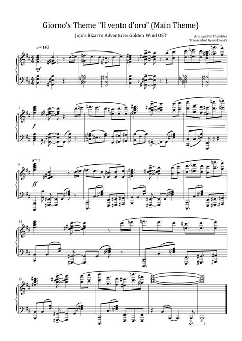 Giorno S Theme Jojo S Bizarre Adventure Golden Wind Easy Piano Tu Hot Sex Picture