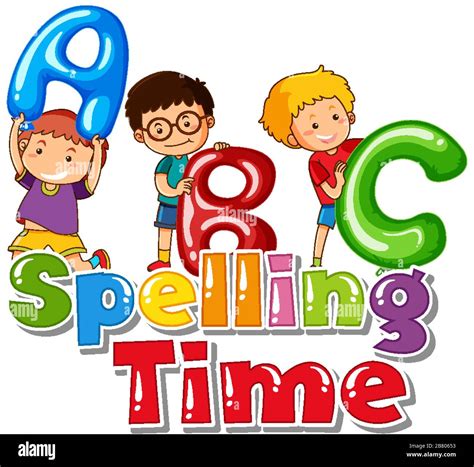 Font Design For Word Spelling Time With Kids And Abc Illustration Stock