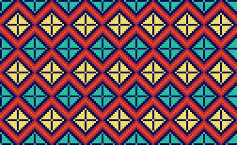 Pixel Ethnic Pattern Vector Embroidery Ornament Background Geometric