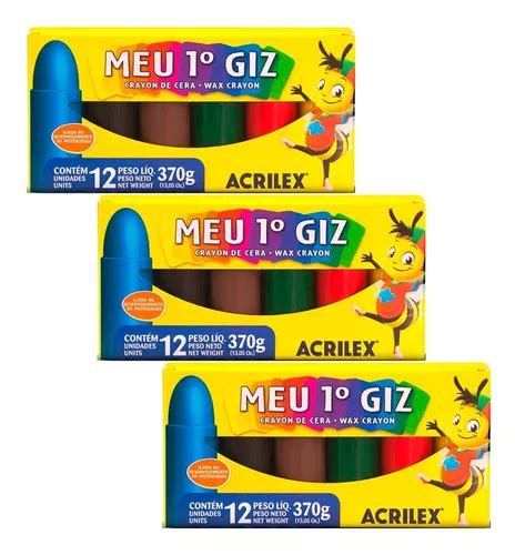 Meu Primeiro Giz De Cera Cores Kit C Acrilex Big Grosso