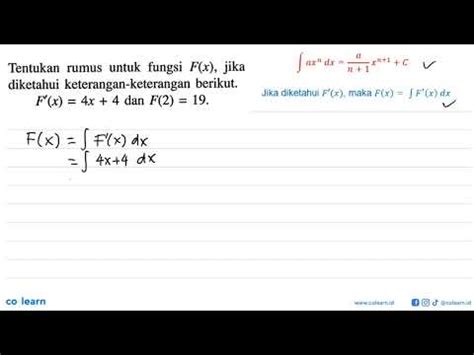 Tentukan Rumus Untuk Fungsi F X Jika Diketahui Keterangan Keterangan