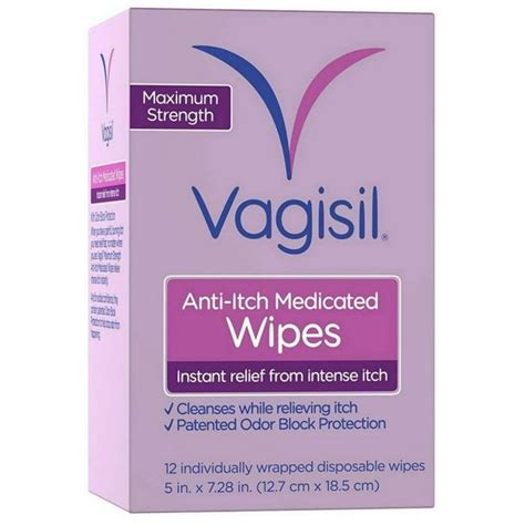 Vagisil Anti Itch Medicated Wipes Maximum Strength 12 Ea Pack Of 4