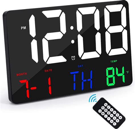 Цифровые настенные часы, 11,4-дюймовые цифровые часы с большим дисплеем ...