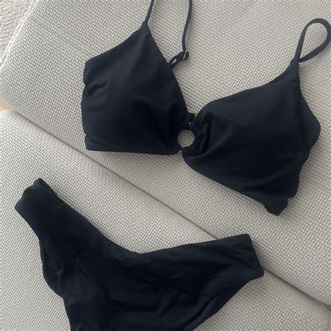 BLACK BIKINI GOLD DETAILS Brand Kaiami Swim Fits Depop