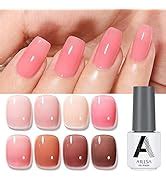 Amazon AILLSA Gel Nail Polish Nude Gel Polish Sheer Pink Jelly Gel Nail Polish Soak Off