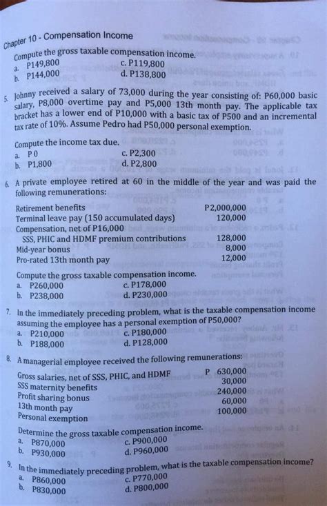 Gross Compensation Income Computation