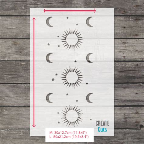Sun Moon Pattern Wall Stencil