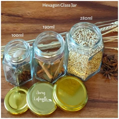 Jual SET OF 3PC Hexagon Glass Jar Botol Kaca Hexagon Toples Kaca