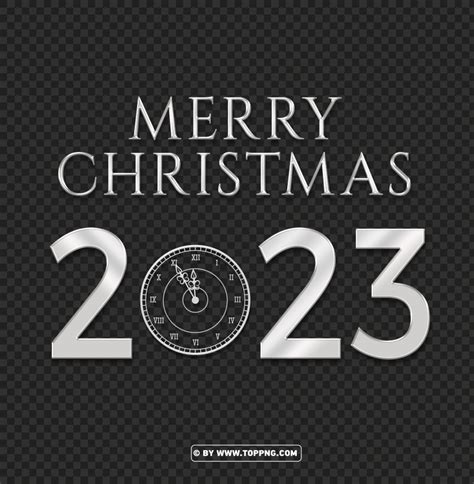 3d Silver Merry Christmas 2023 Eve Clock Png Image Id 488211 Toppng