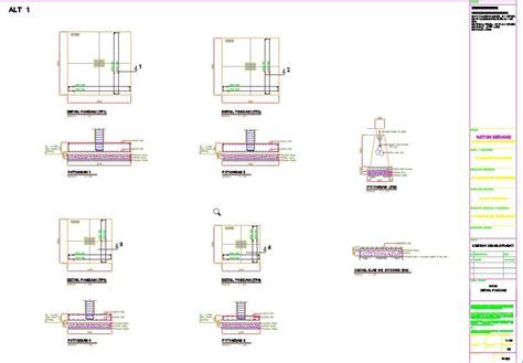 Detailed Design Of Section And Elevation Of The Foundation In Autocad