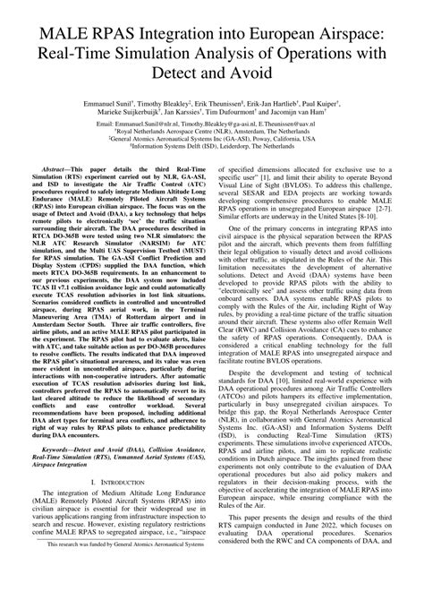 Pdf Male Rpas Integration Into European Airspace Real Time