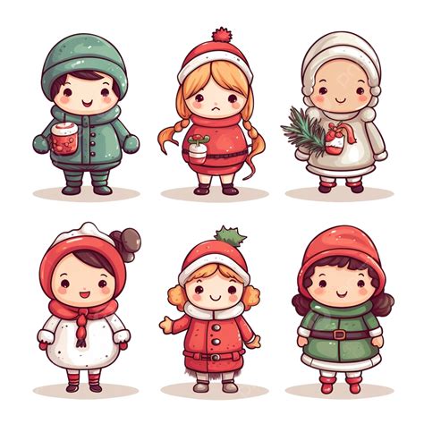Christmas Cartoon Characters, Christmas Clipart, Cartoon Clipart, Set