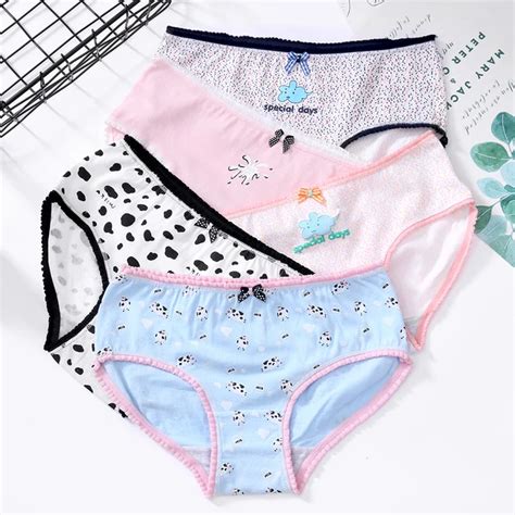 Zqtwt 5pcs Lot Women Cotton Panties Cute Cow Cloud Printed Briefs Girls