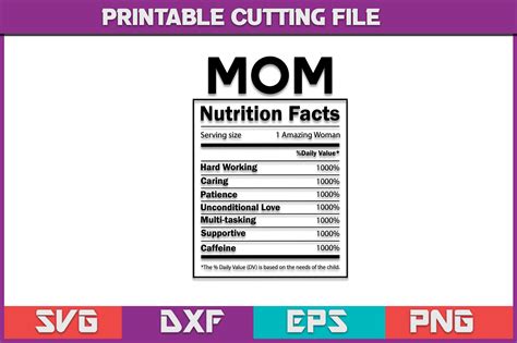 Mom Nutritional Facts Svg Graphic By Liberalishy Creative Fabrica