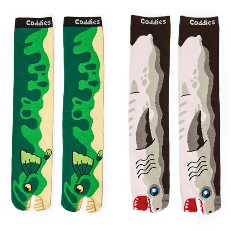 Coddies® Fish Two Toe Socks Bass And Shark Design 2 Pk