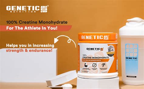 Genetic Nutrition 100% Pure Creatine Monohydrate Powder (Unflavoured ...