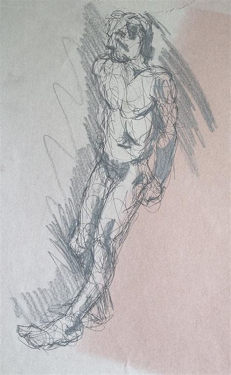 Male Nude Leaning Back Against Wall Drawing By Mike Jory Fine Art America