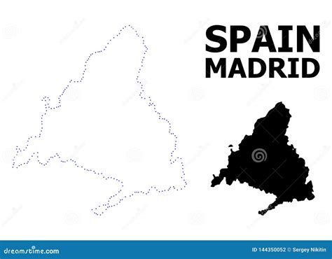 Mapa Punteado Contorno Del Vector De La Provincia De Madrid Con Nombre