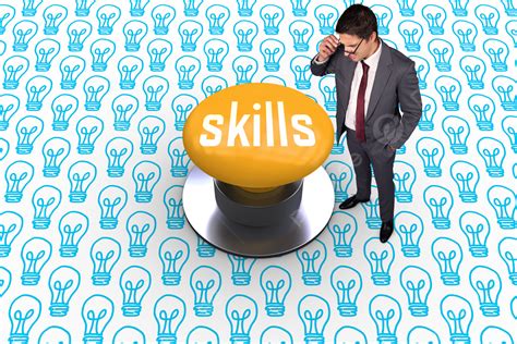 skills  yellow push button businessman  attractive photo